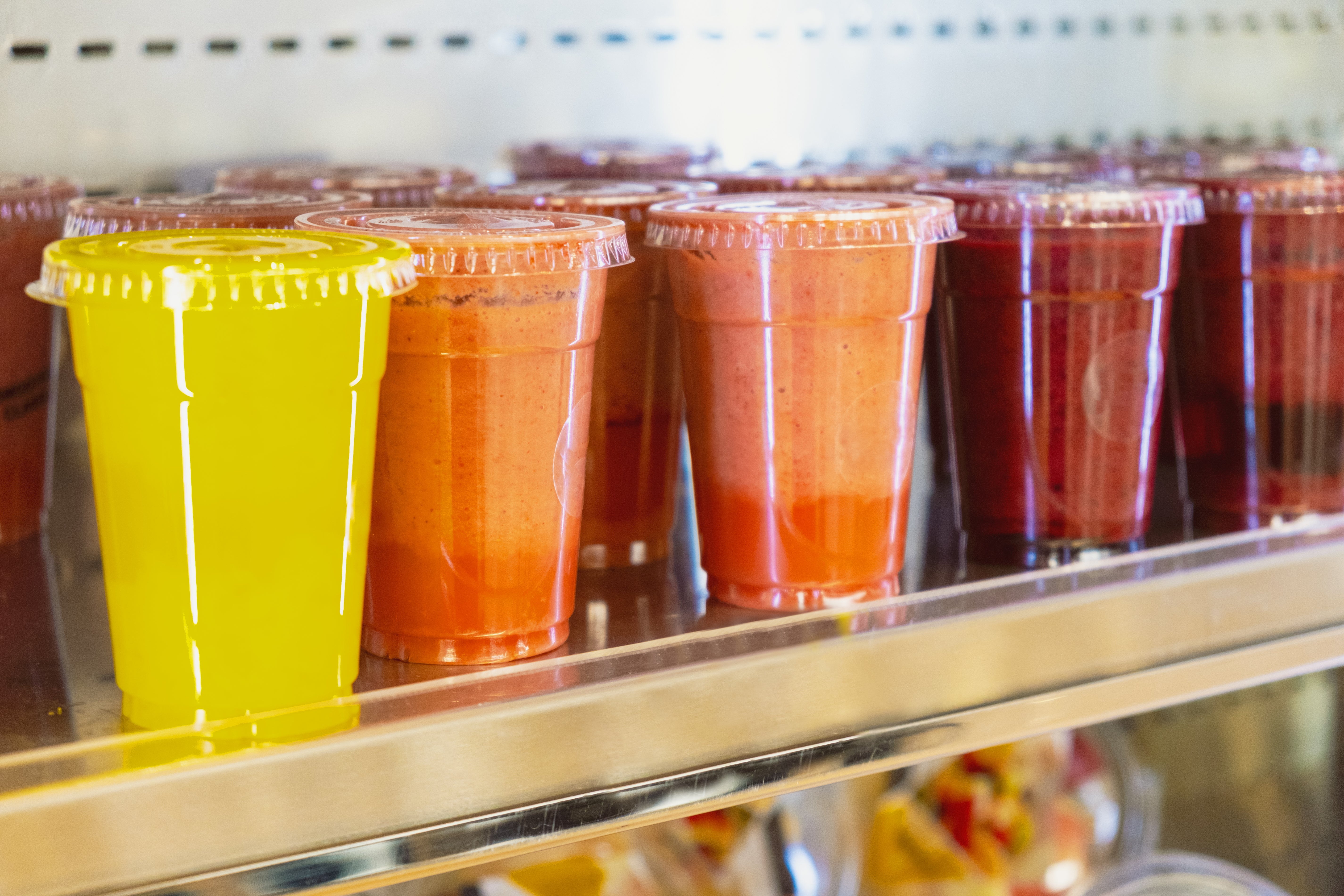 Go easy with juiced fruits, as the fibre is left behind in the juicer