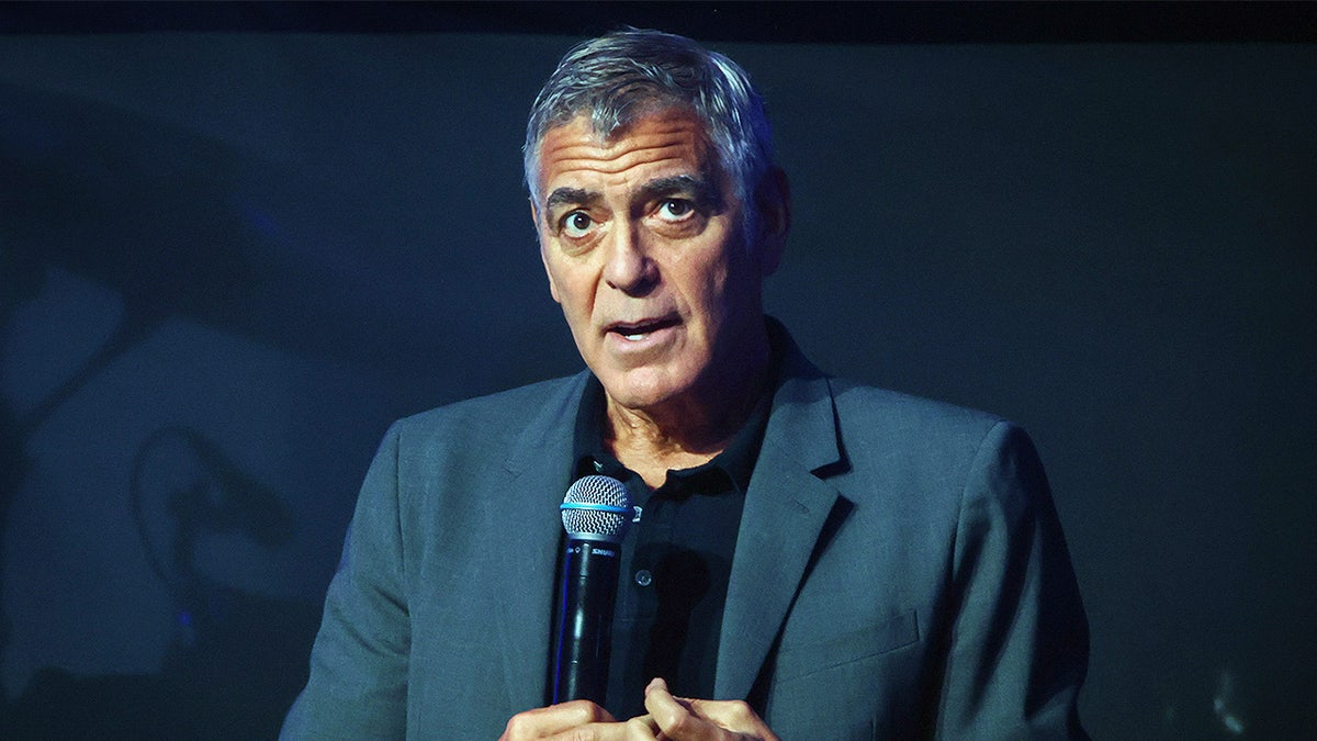 George Clooney speaking at event