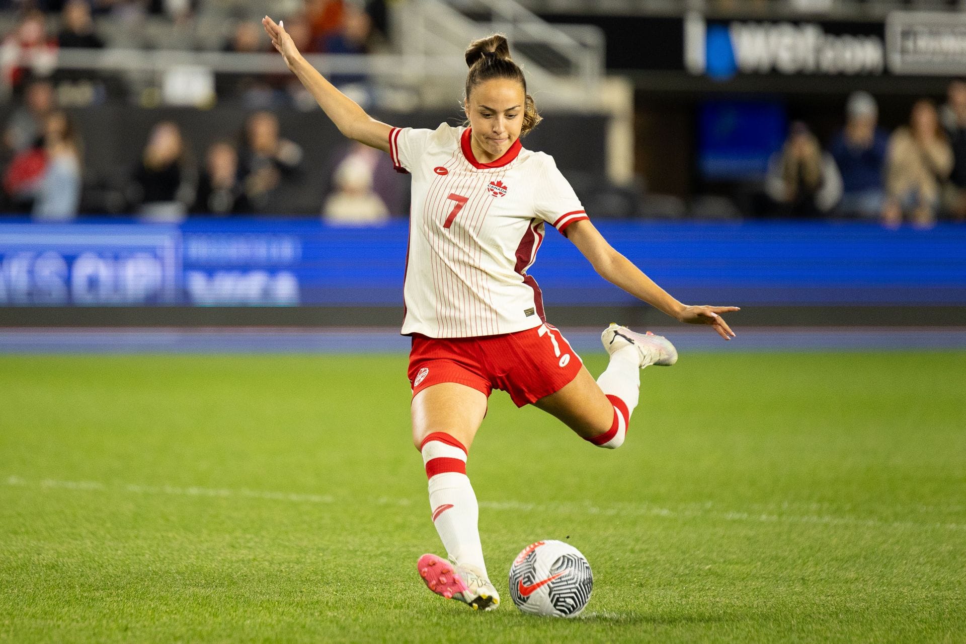 Julia Grosso in action for the Canadian women's soccer team - Source: Getty