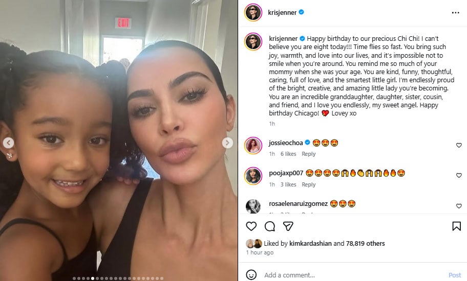 Kim Kardashian gushes over baby girl Chicago as she turns 8