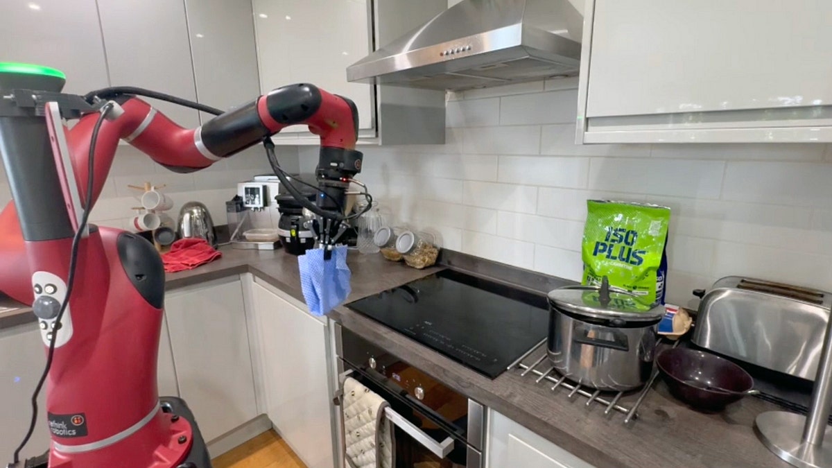 A robot doing dishes